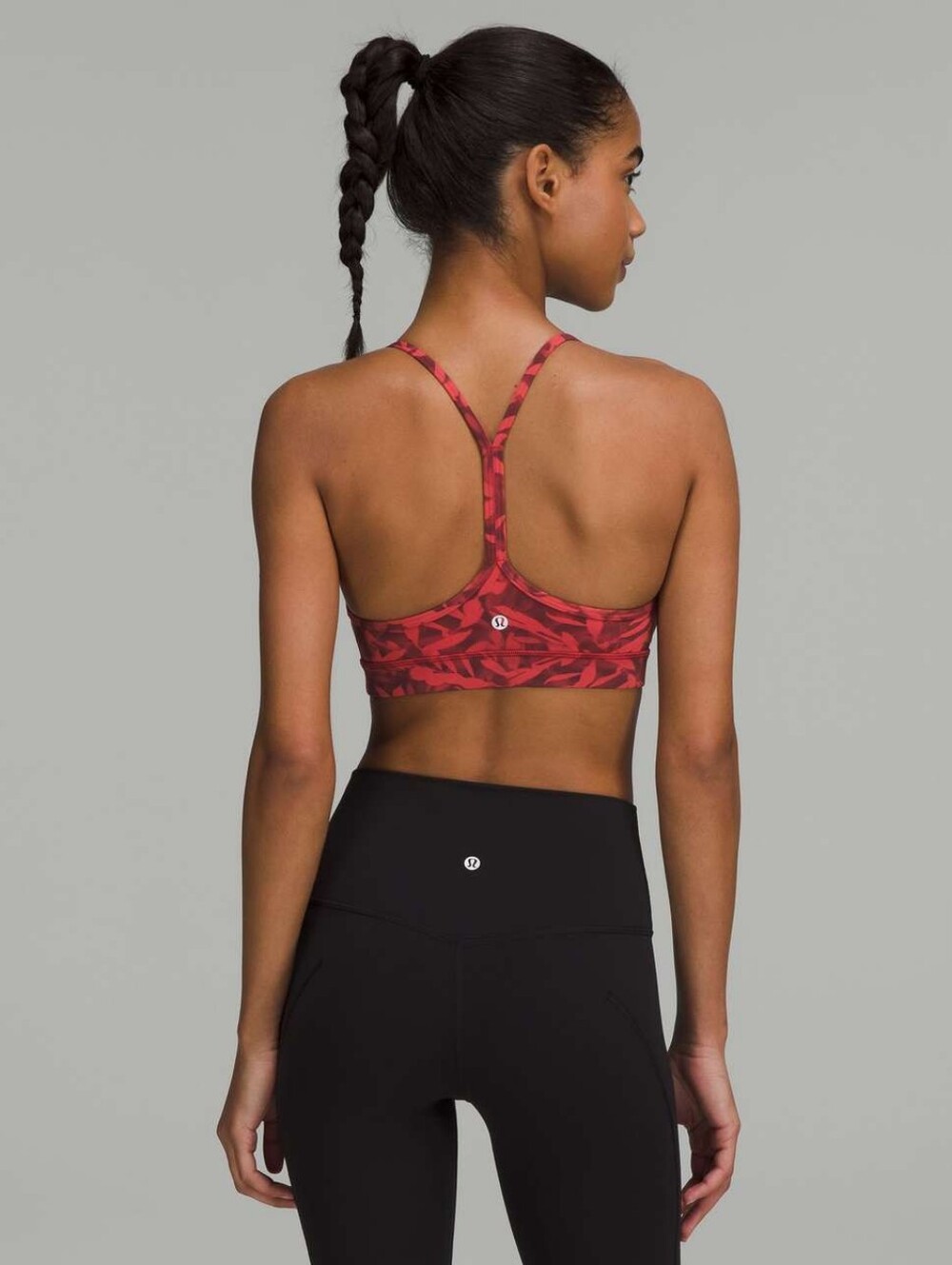 Lululemon Flow Y Nulu Bra *Light Support, A–C Cups Spray Leaf Fireside Red Mult